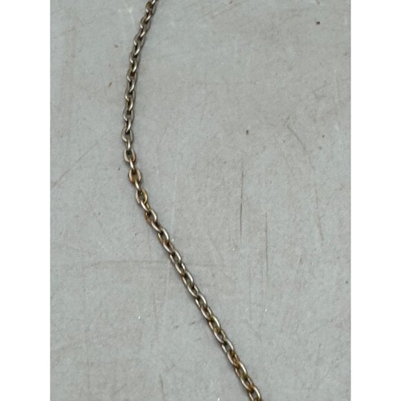 Silver tone Chain Necklace With Oval Blue Stone Pendant 18" READ - Picture 3 of 5